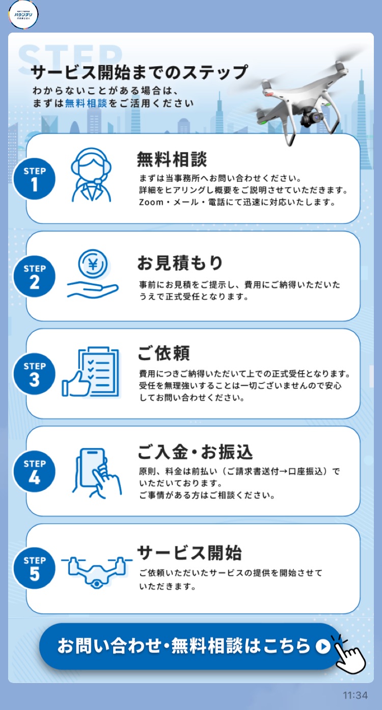 サービス内容の紹介から配信文